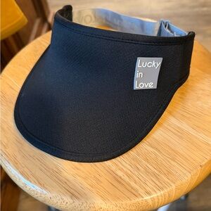 Black 'Lucky in Love' Stretch Logo Visor